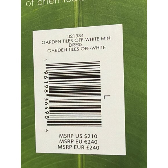 FARM Rio Garden Tiles Bell Sleeve Mini Dress Blue White Sz Large New - Picture 8 of 11